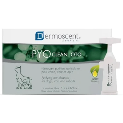 Image of PYOclean Oto Cat &amp; Dog Ear Cleaner Solution Drops to Stop Wax Build Up, Head Shaking, Discomfort, Odour Scratching 10 Single Dose