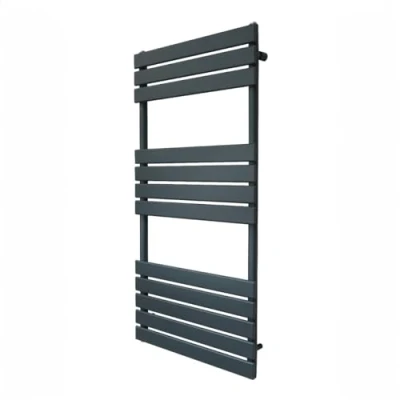 Image of Vertical Towel Radiator Designer Flat Panel 1200mm x 600mm Bathroom Heated Rail Matt Anthracite Grey Central Heating Ladder Heater Wall Mounted Carbon Steel FREE Cleaning Brush Fixing Kit &amp; Brackets