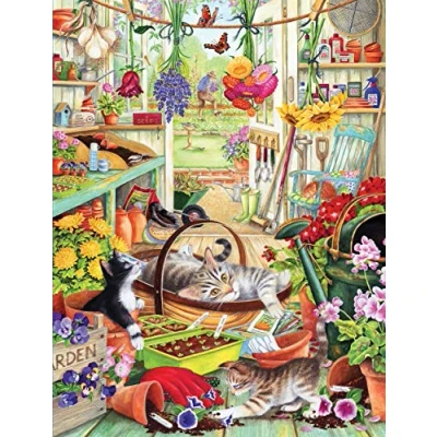 Image of Otter House 1000 Piece Rectangular Jigsaw Allotment Kittens