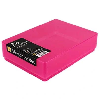 Image of WestonBoxes A5 Plastic Craft Storage Boxes with Lids for Art Supplies, Paper and Card 1.8 Litre Volume (Pink, Pack of 10)