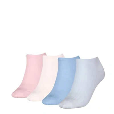 Image of Tommy Hilfiger Women Sneaker Structure 4 PACK Socks, Women&#039;s, Size: 2.5 5, Light blue/light pink