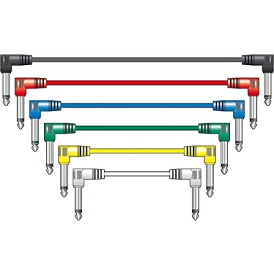 Image of Chord Audio Patch Lead 6.3mm Mono Jack Plug to Mixed Colour Pack of 6 1.0 Meter Cables