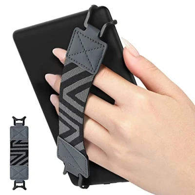 Image of MoKo Security Hand Strap for 6 8&quot; Kindle eReaders Fire Tablet, Kindle/Voyaga/Lenovo/Sony/Kobo E Book High elasticity Versatile Lightweight Finger Grip Holder, Space Gray