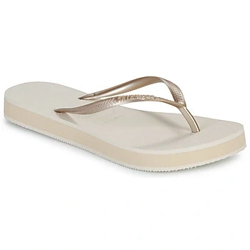 Image of Havaianas SLIM FIT Flatform Tbar sandals, Women&#039;s, Size: 8 9.5, Beige Synthetics