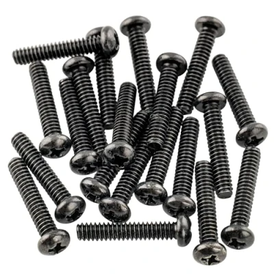 Image of Musiclily Basic 2.8x17mm Metal Metric Thread Single Coil Pickup Mounting Screws for Strat Stratocaster/Tele Telecaster Electric Guitar, Black(Set of 20)