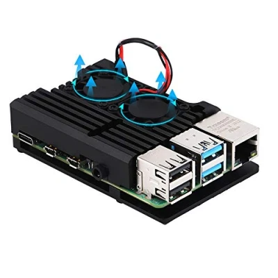 Image of ZkeeShop Aluminum Case Alloy Armor with Cooling Heatsink dual Fan Compatible for Raspberry Pi 4 Model B (Not Include Board) (With fan)