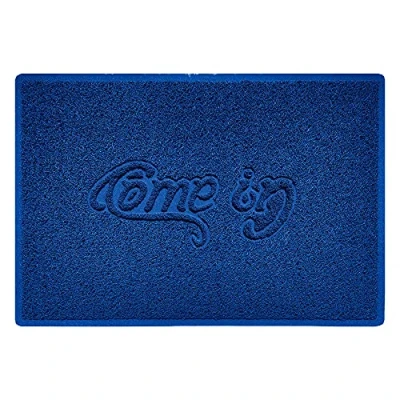 Image of Nicoman COME IN Embossed Shape Door Mat Dirt Trapper Washable Barrier Doormat (Use Indoor or Sheltered Outdoor) (90x60cm/3x2ft,Large) Blue