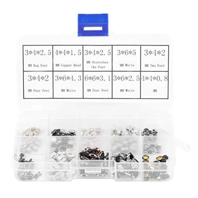 Image of Tactile Push Buttons, 250Pcs Microswitch Buttons On Off Switches Assortment Kit with Box for Car Remote Control Key, 10 Values Indicators