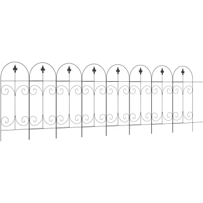 Image of Outsunny 8PCs Garden Fencing Panels 44in X 12.5ft Flower Bed Border Edging, Black