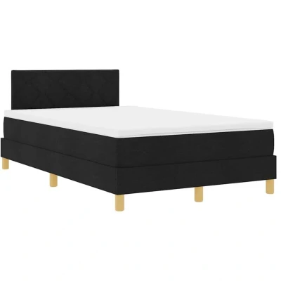 Image of Box Spring Bed with Mattress Black 120x190 cm Fabric Vidaxl