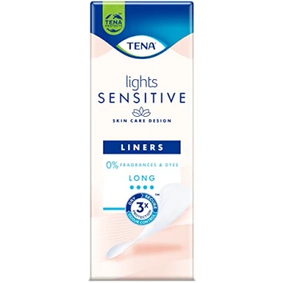 Image of Tena Lights Long Liner, 160 Incontinence Liners (8 x 20 Packs) for Women with Sensitive Skin, Breathable and Unscented Liner Light Bladder Weakness