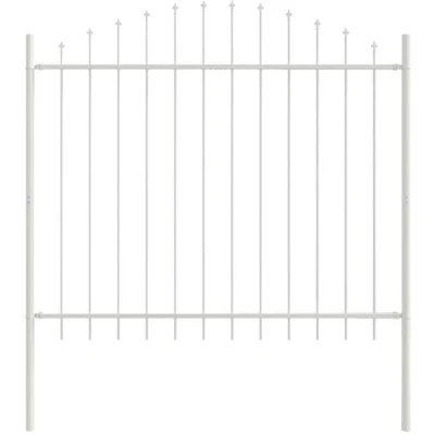 Image of vidaXL Garden Fence with Hoop Top White 1.7x1.25 m Steel