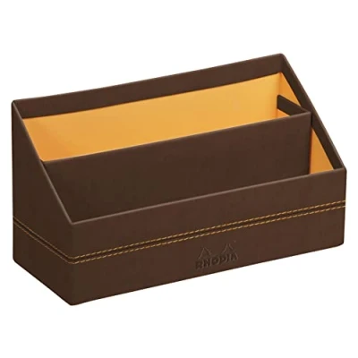 Image of RHODIA 194601C Bronze Mail Holder 25x10x31 cm Orange Saddle Stitching Faux Leather Exterior Home Office Collection Rhodiarama Organization &amp; Designer Storage