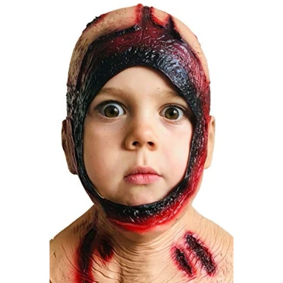 Image of Rubber Johnnies Johnniesfx, KIDS Bloody HOOD MASK, Halloween Accessories, Fancy Dress COSTUMES, Blood Stained Hockey Machete, Jason, KIDS, Movie Prop