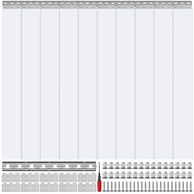 Image of VEVOR Strip Curtain, 84&quot; Height x 60&quot; Width, 0.08&quot; Thickness, 10PCS Clear PVC Door Freezer Plastic Strips for Walk in Freezers, Coolers &amp; Warehouse Doors, with 50% Overlap