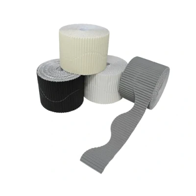 Image of Bright Ideas Monochrome Assortment, 10cm x 7.5m PK04 Corrugated Border Rolls for School Displays and Arts Crafts. BI8231.