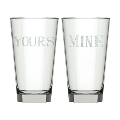 Image of Creative Tops 5235176&quot;Stir It Up Mine and Yours Printed Highball Glasses, 480 ml, Transparent