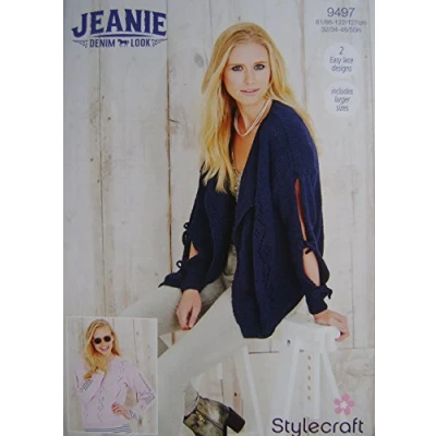 Image of Stylecraft Ladies Sweater &amp; Jacket Jeanie Knitting Pattern 9497 Aran