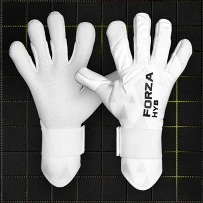 Image of FORZA HYB Goalkeeper Gloves Hybrid Cut Designed for all Goalkeepers (White, Size 7 (Large Youth))