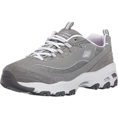 Image of Skechers Women&#039;s D&#039;lites Me Time Trainers, Gray Trubuck Mesh White Trim, 2 UK
