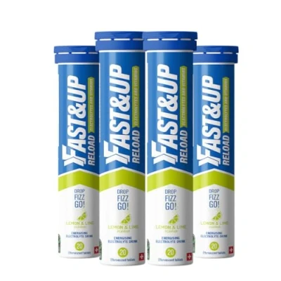 Image of Fast&amp;Up Reload Lemon &amp; Lime Flavour 80 Effervescent Tablets Instant Electrolytes for Rapid Hydration Energy Added Vitamin C B12 Performance, Wellbeing, Travel Recovery Vegan