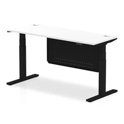 Image of Air 1600x600 Height Adjustable Desk White CP Black Leg Modesty Panel