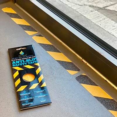 Image of Anti slip tape black clear hazard grip grit stick on step stairs floor warning safety (HAZARD)