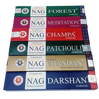Image of Golden Nag Champa Incense Sticks Vijayshree 6 Boxes by