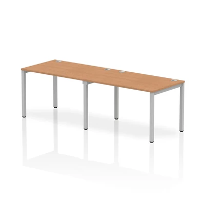 Image of Impulse Bench Single Row 2 Person 1200 Silver Frame Desk Oak