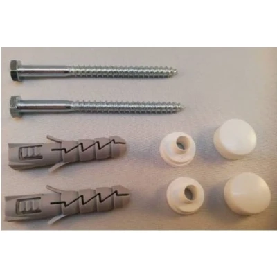 Image of WC Toilet PAN Bidet Fixing KIT Set Screws Plug Washer White Cap