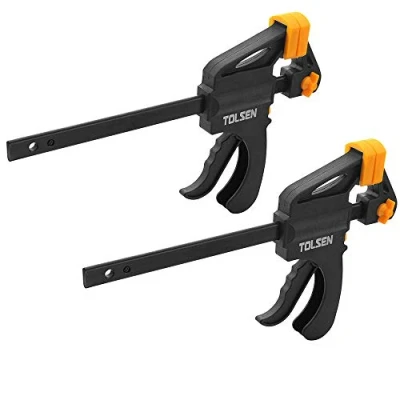 Image of Tolsen Quick Release Ratchet Clamp 150mm (6&quot;) Heavy Duty Woodworking Grip F Clamps 2 Pack