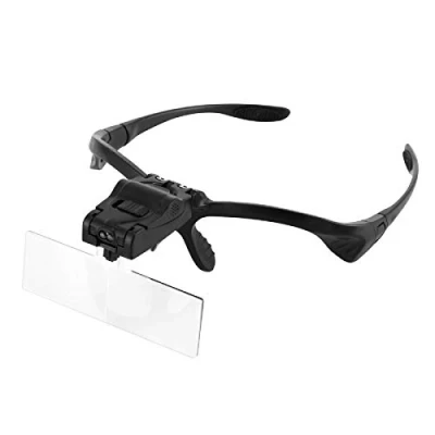 Image of Headband Magnifier with LED Light, Wallfire Handsfree Reading Head Mount Glasses 5 Detachable Lenses for Reading, Jewelry Loupe, Watch &amp; Electronic Repair(1.0X, 1.5X, 2.0X, 2.5X, 3.5X)