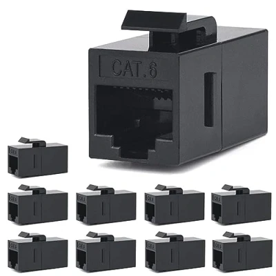 Image of MOERISICAL VANDESAIL RJ45 Coupler, CAT6 Keystone Jack F to Straight Unshielded In Line Cat 6 Ethernet Module(10pcs, Black)