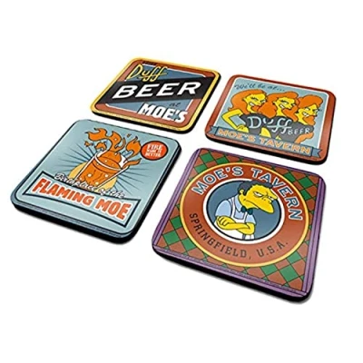 Image of The Simpsons CSP0023 Multi Coloured 10 x 10cm Moes Taven 4 Coaster Set