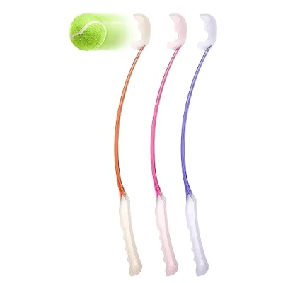 Image of Petopedia 1x 64cm Long Dog Ball Launcher for Dogs with 10 Balls Assorted Toys Thrower Tennis Strong Grip Hands Free Pick Up Throw (64cm(25&quot;) Long)