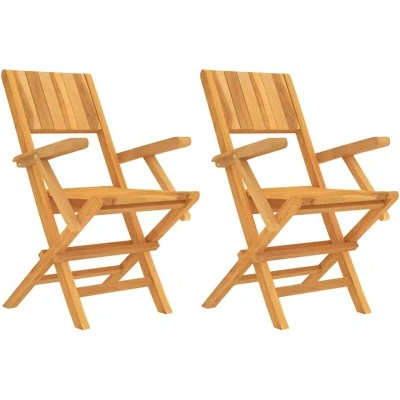 Image of vidaXL Folding Garden Chairs 2 pcs 55x61x90 cm Solid Wood Teak