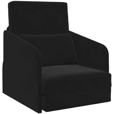 Image of vidaXL Floor Sofa Bed 2 in 1 Black 65x80x83 cm Velvet