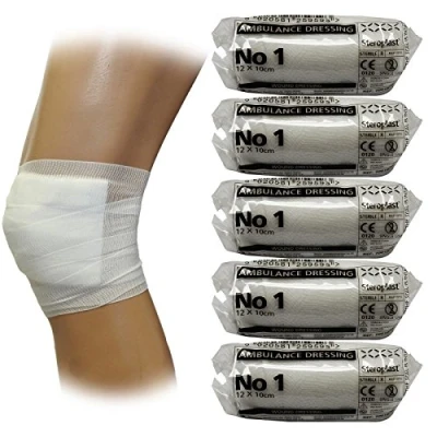 Image of Steroplast Emergency First Aid Medical Heavy Bleeding Ambulance Sterile Dressings Bandage, No1 (10cm x 12cm, 5 Pack)