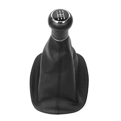 Image of Porfeet Gear Shift Knob, 5 Speed Car Stick Knob Gaiter Boot Cover Replacement Compatible with Passat B5 Black