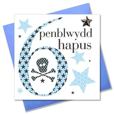 Image of Claire Giles Ages Welsh Penblwydd Hapus Age 6 Boy Birthday Card