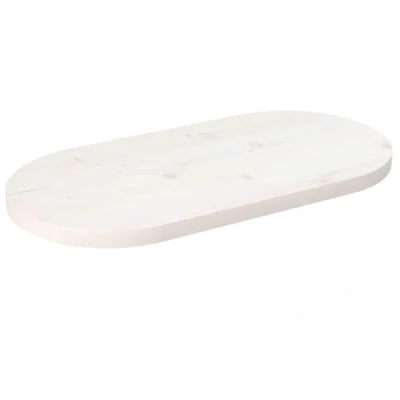 Image of vidaXL Solid Pine Wood Oval Table Top Versatile for Multiple Types and Rooms Pre Treated White Compact Size