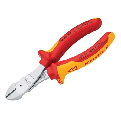 Image of Knipex High Leverage Diagonal Cutter chrome plated, insulated with multi component grips, VDE tested 160 mm (self service card/blister) 74 06 SB