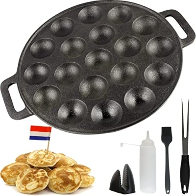Image of YUGN Poffertjes Cast Iron Pan 24 cm Set Maker Induction Free E Book