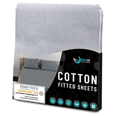 Image of Dreamzie Fitted Sheet 100% Polyester Soft Peach Skin &amp; Large Elastic Corners For Mattress Euro King 160 x 200 cm Pewter Grey Certified OEKO TEX Free of Chemical Products 2 Year Warranty