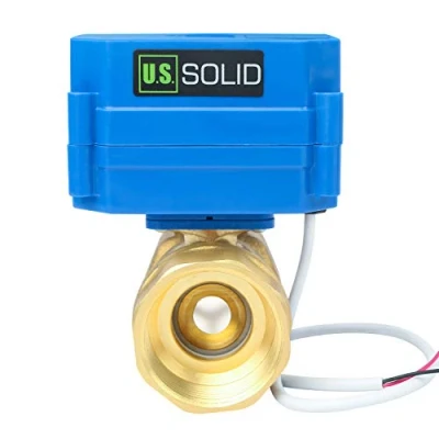 Image of U.S. Solid 1 1/4&quot; Brass Motorized Ball Valve 9 24V DC DN32 Electrical Valve, 2 Wire Auto Return Setup