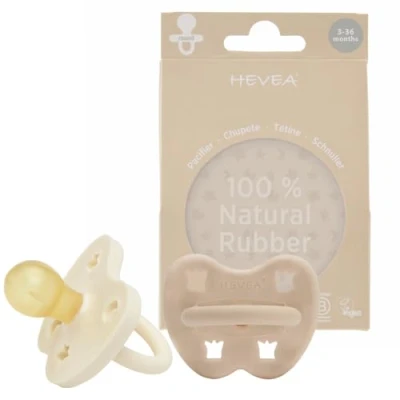 Image of HEVEA Natural Rubber Pacifier Round 3 36 Months Hygienic One Piece Design for Newborns to Toddlers, BPA Free, Soft &amp; Durable 2 Pack (Milky White Sand)