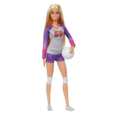 Image of Barbie Doll and Accessories, Made to Move Career Volleyball Player with Uniform Ball, HKT72