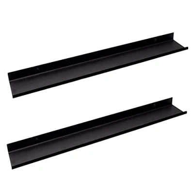 Image of MILUKA Set 2 Floating Shelf Black 70 cm Metal Shelves for Picture and Photo Bedroom, Kitchen Storage Bathroom in Home Decor Wall (2. Black)