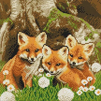 Image of CAK A116M: &quot;Fox Cubs&quot; 30x30cm Crystal Art Kit
