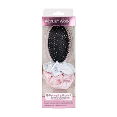 Image of Brushworks Detangling Brush &amp; Satin Scrunchies